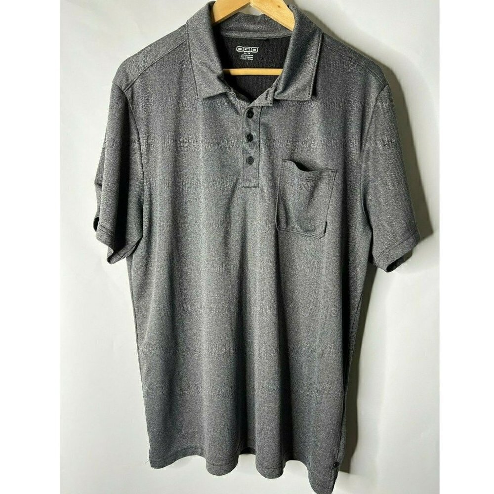 Ogio Men Size XL Gray Express Geek Squad Polo T-Shirt Short Sleeves Front Pocket - Picture 1 of 5